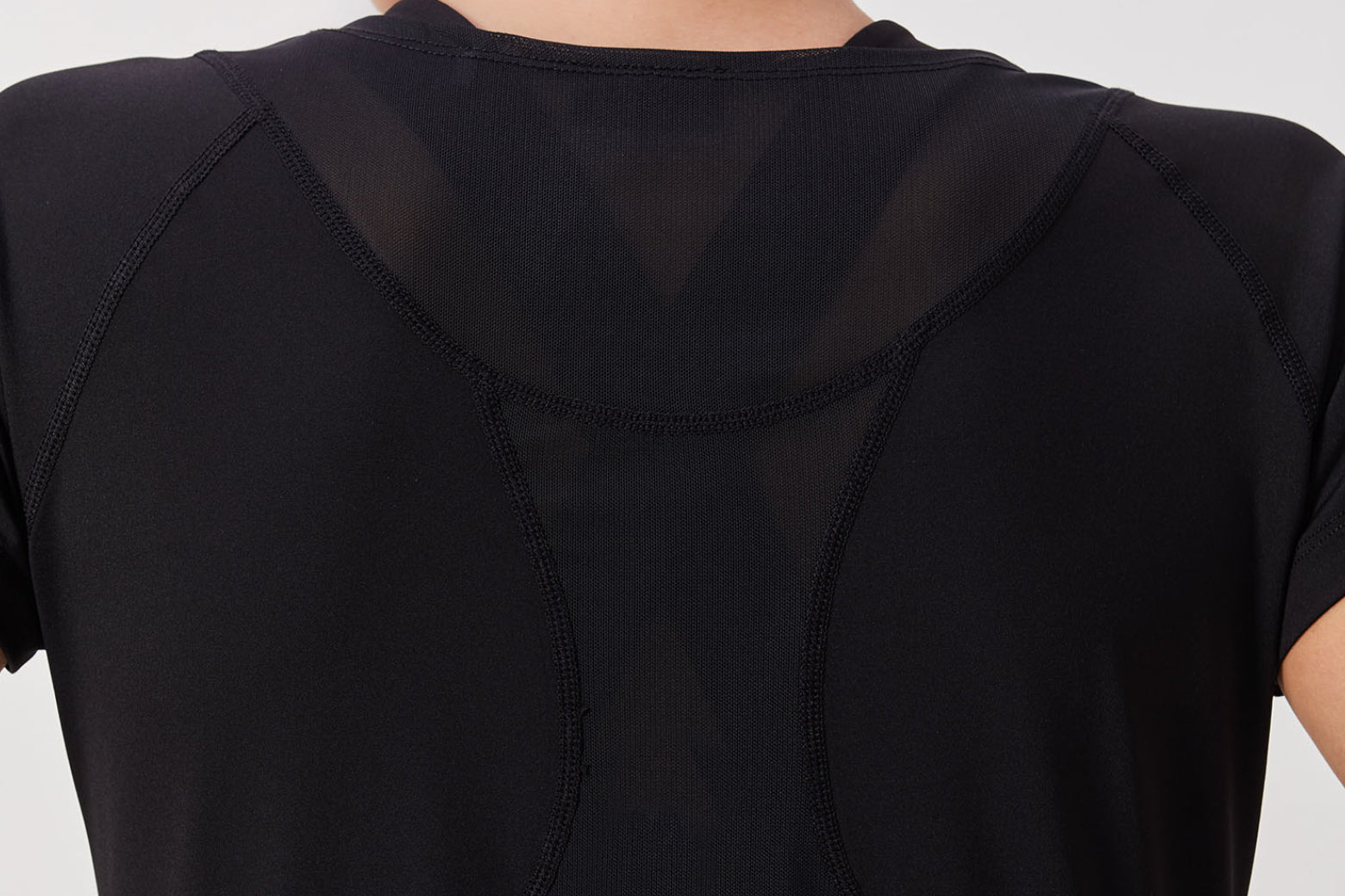 Black Mesh-Back Half Sleeve Tank Top