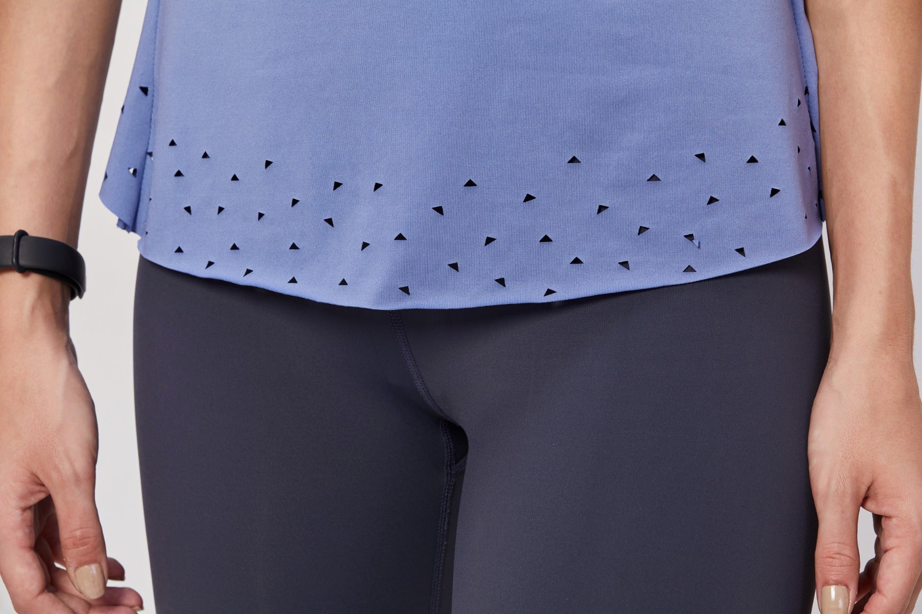 Blue Overlap Open Back Laser Cut Workout Top