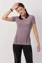Breathable Mesh Workout Top - Plum