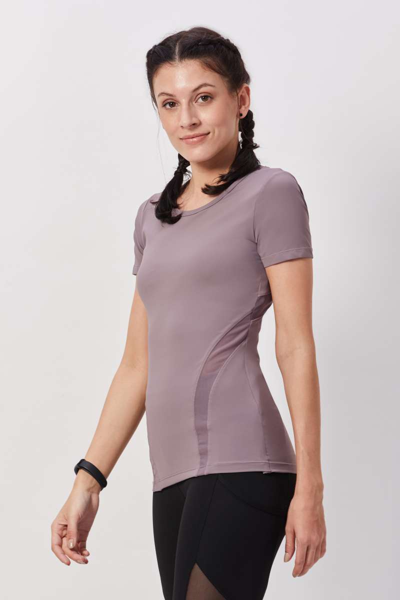 Breathable Mesh Workout Top - Plum