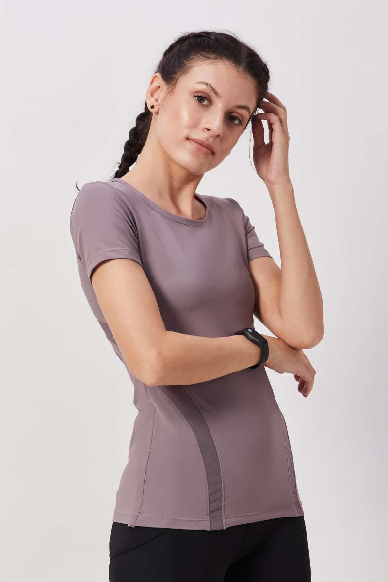 Breathable Mesh Workout Top - Plum