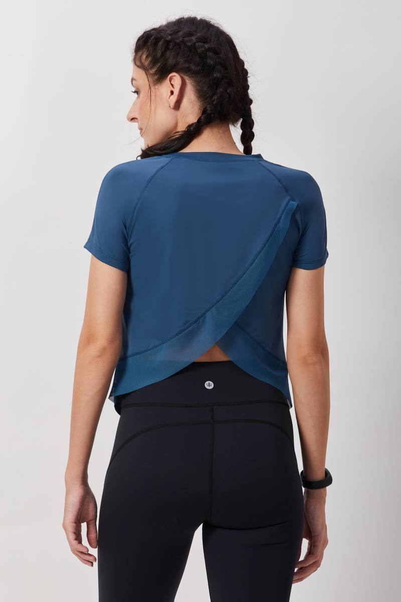 Half Sleeves Top with Stylish Back - Teal