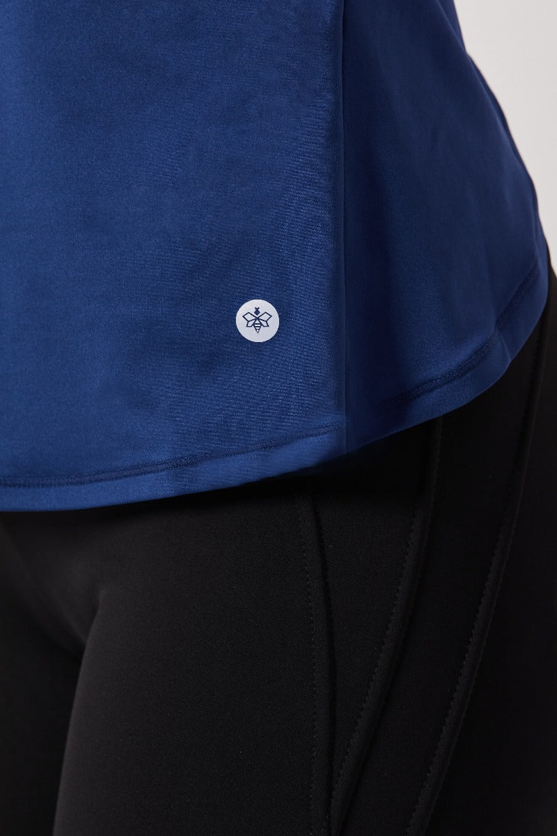 Sleeveles Mock Neck Workout Top - Blue