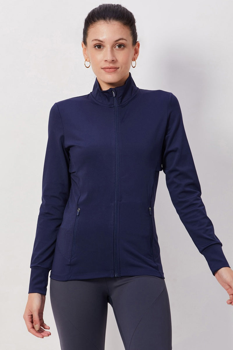 Navy Blue Full Sleeve Jacket with Pockets