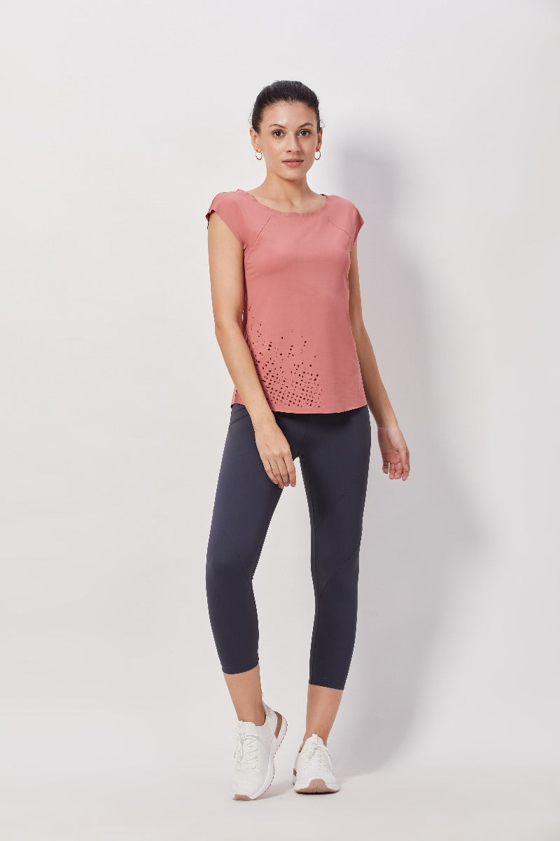 Cap Sleeves Workout Top - Coral