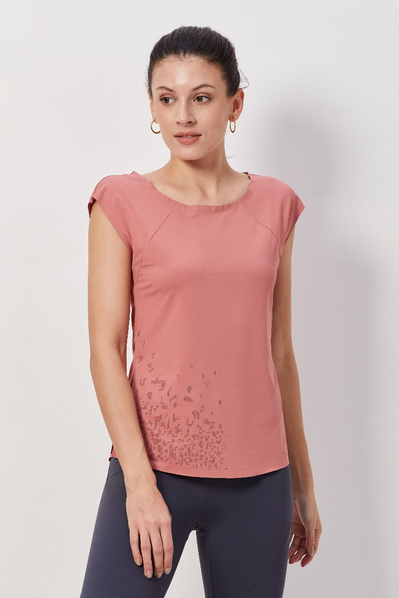 Cap Sleeves Workout Top - Coral
