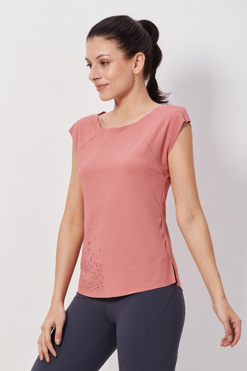 Cap Sleeves Workout Top - Coral