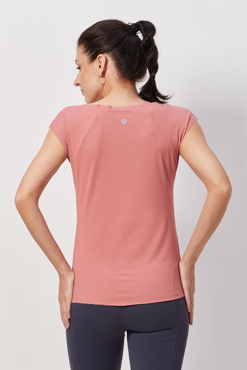 Cap Sleeves Workout Top - Coral