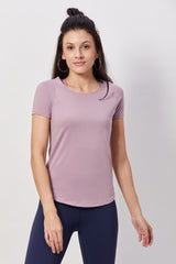 Half-sleeves Peek-a-Boo Workout Top - Lavender