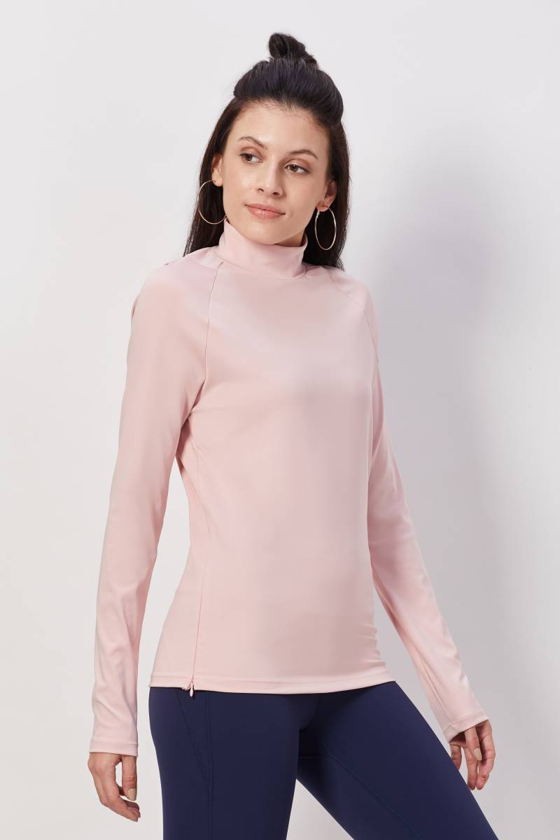 Mock Neck Fullsleeves Top - Light Pink