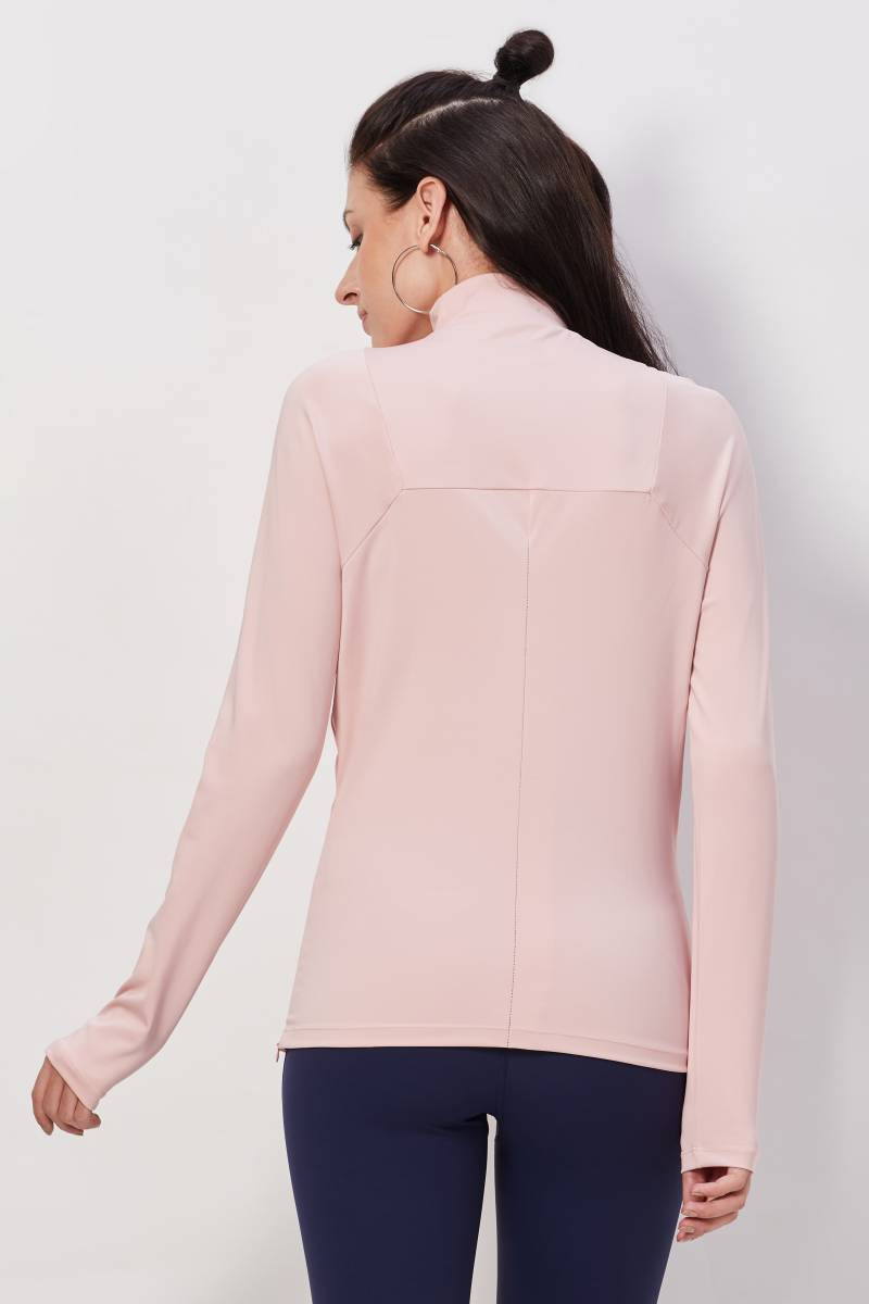 Mock Neck Fullsleeves Top - Light Pink
