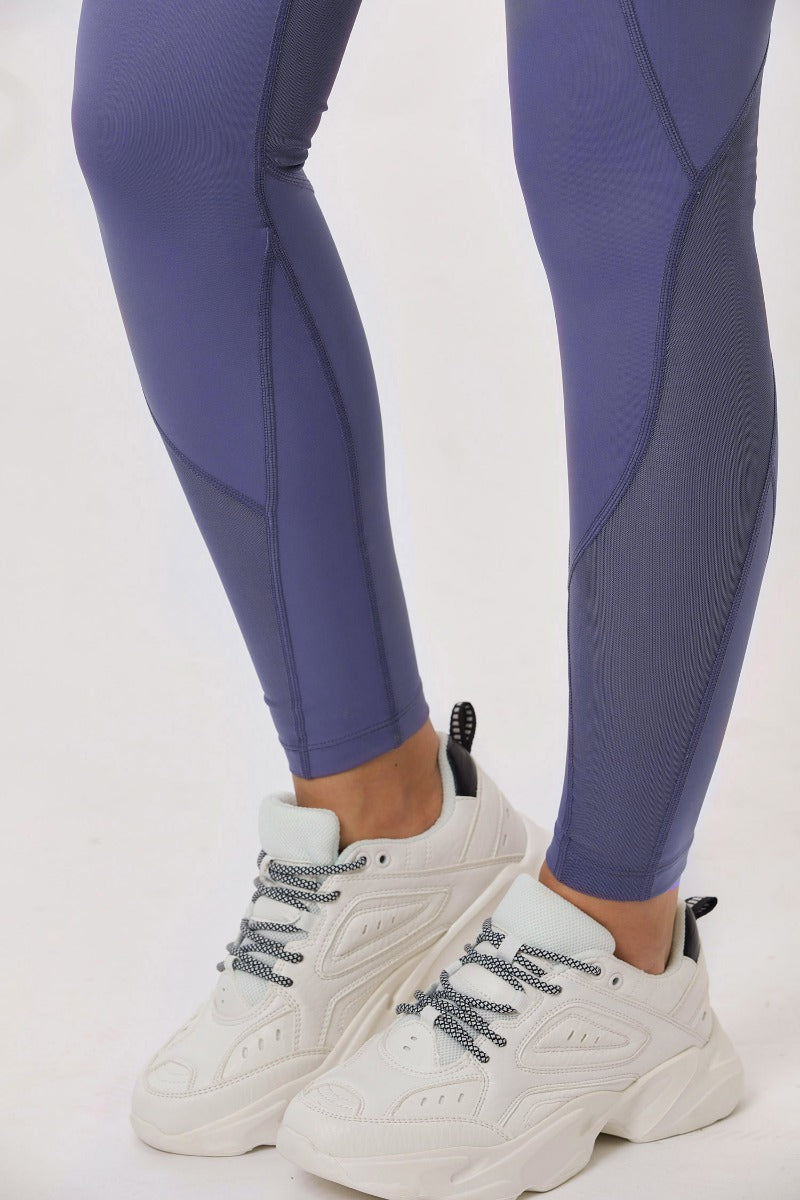 Compression Tights with Mesh - Purple