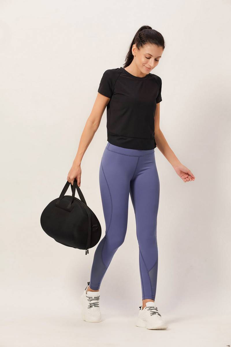 Compression Tights with Mesh - Purple