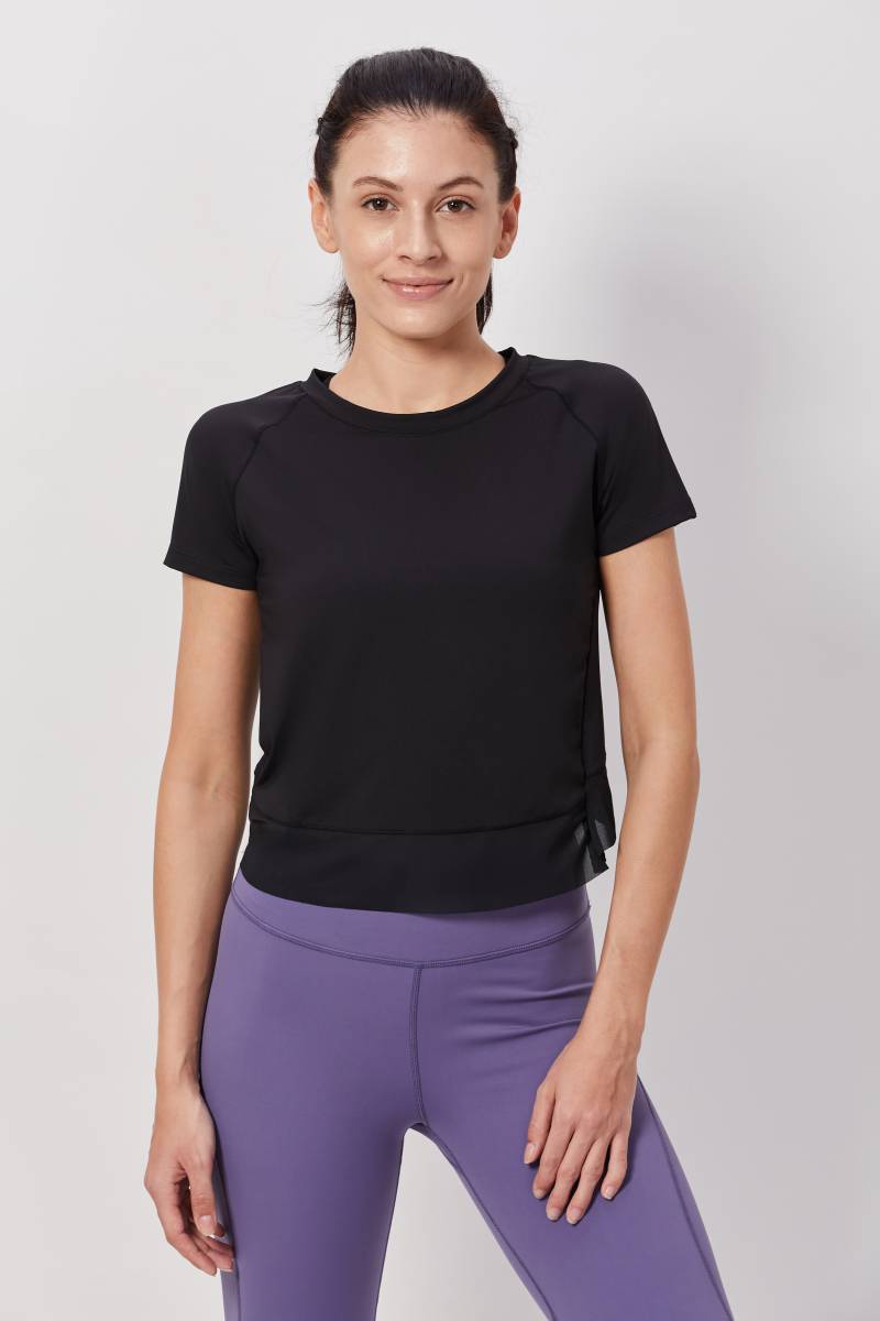 Half Sleeves Top with Stylish Back - Black