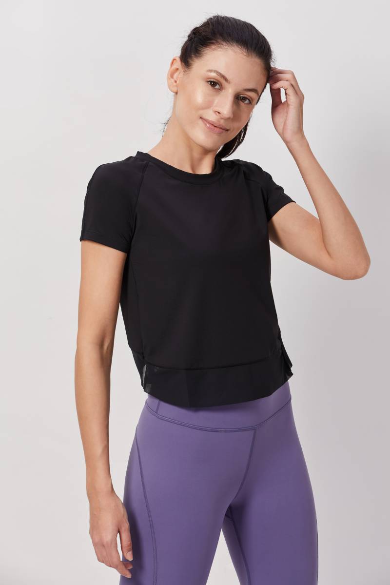 Half Sleeves Top with Stylish Back - Black