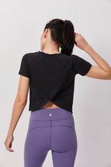 Half Sleeves Top with Stylish Back - Black