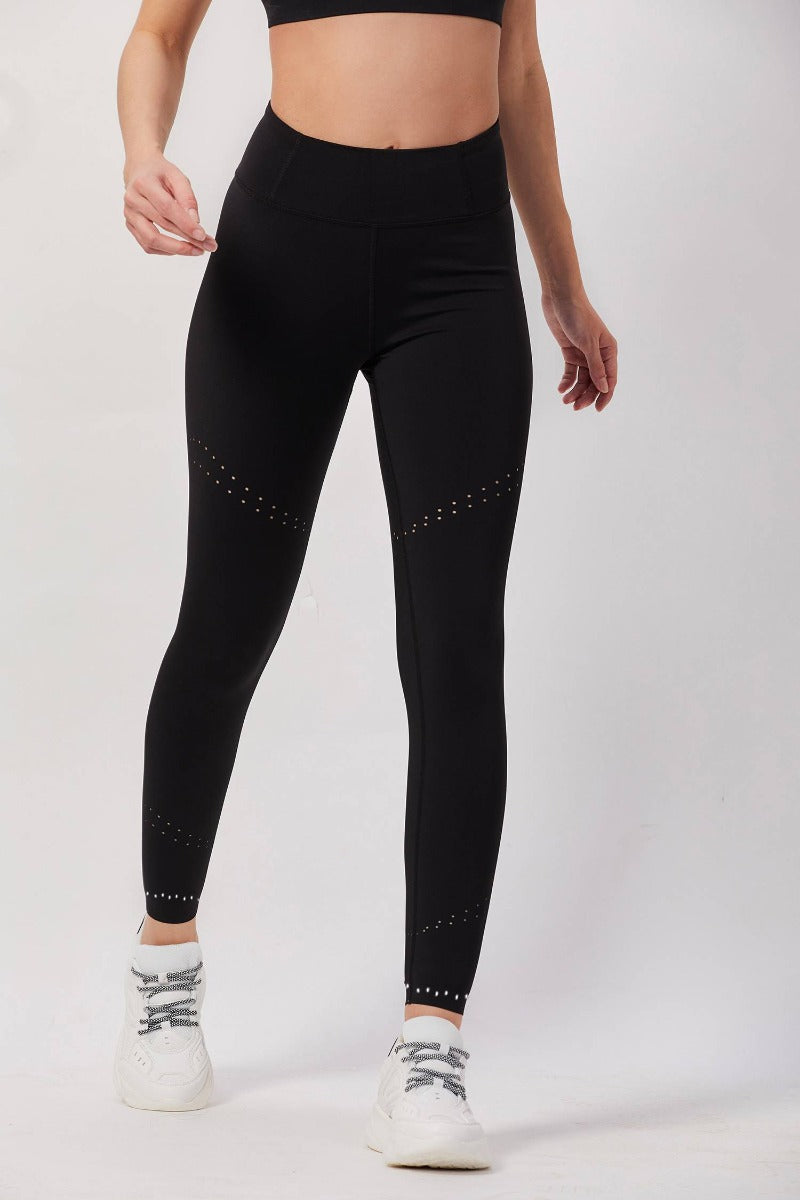 Reflective Full Length Workout Tights - Black