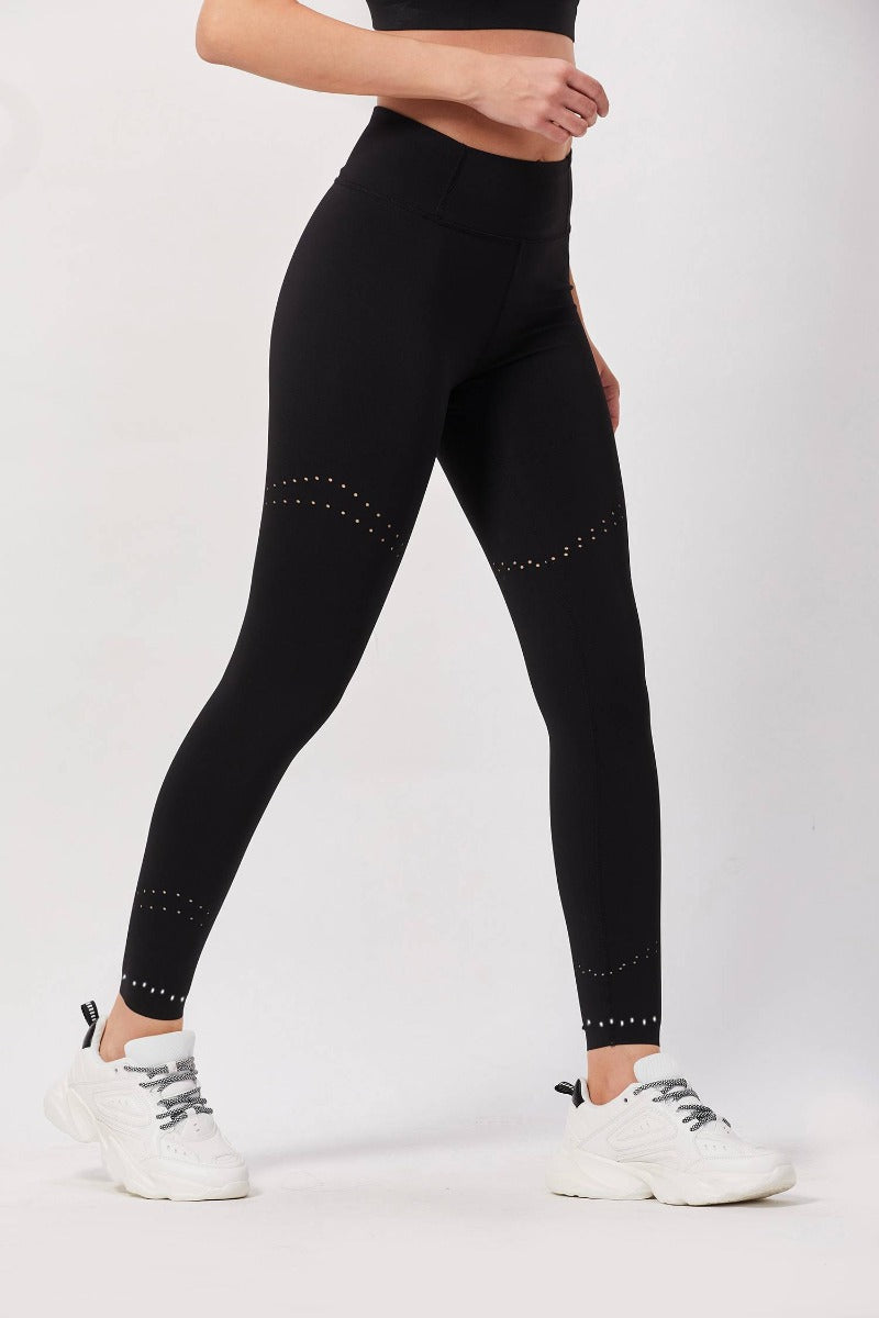Reflective Full Length Workout Tights - Black