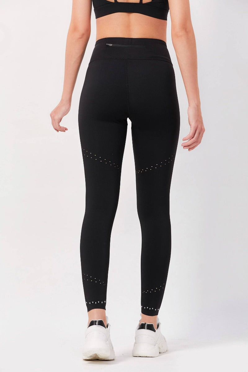 Reflective Full Length Workout Tights - Black