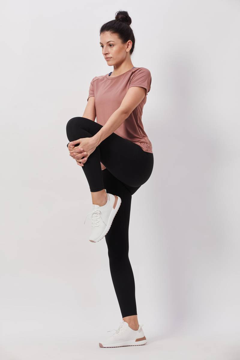 Half-Sleeves Stylish Workout Top - Mocha Mousse