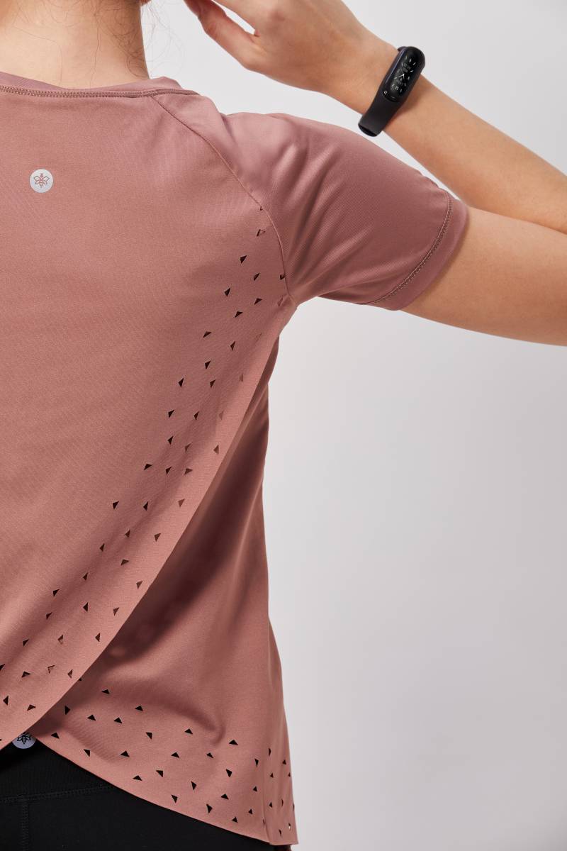 Half-Sleeves Stylish Workout Top - Mocha Mousse