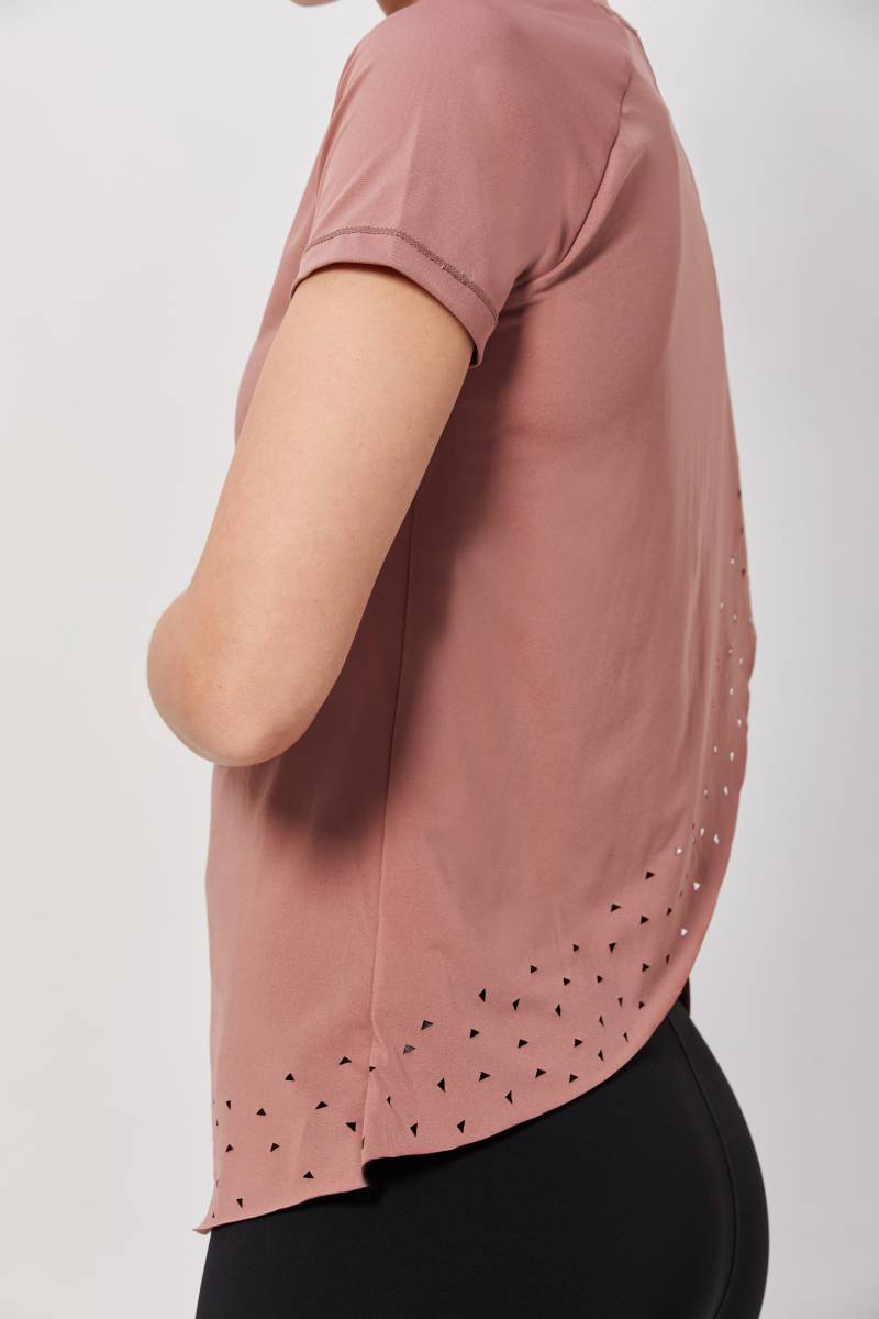 Half-Sleeves Stylish Workout Top - Mocha Mousse
