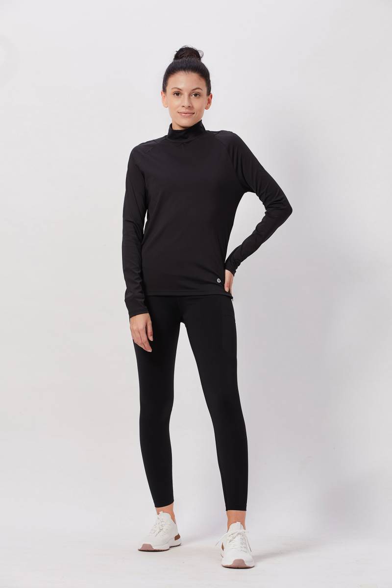 Mock Neck Fullsleeves Top - Black