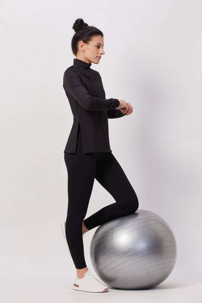 Mock Neck Fullsleeves Top - Black