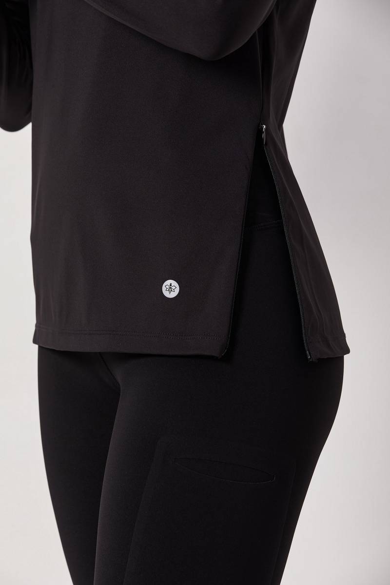 Mock Neck Fullsleeves Top - Black