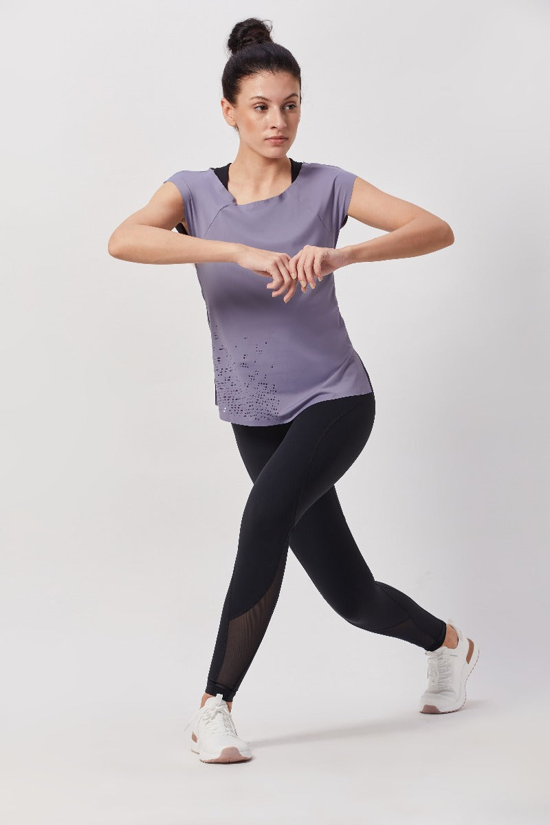 Cap Sleeves Workout Top - Dusky Blue