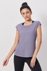 Cap Sleeves Workout Top - Dusky Blue