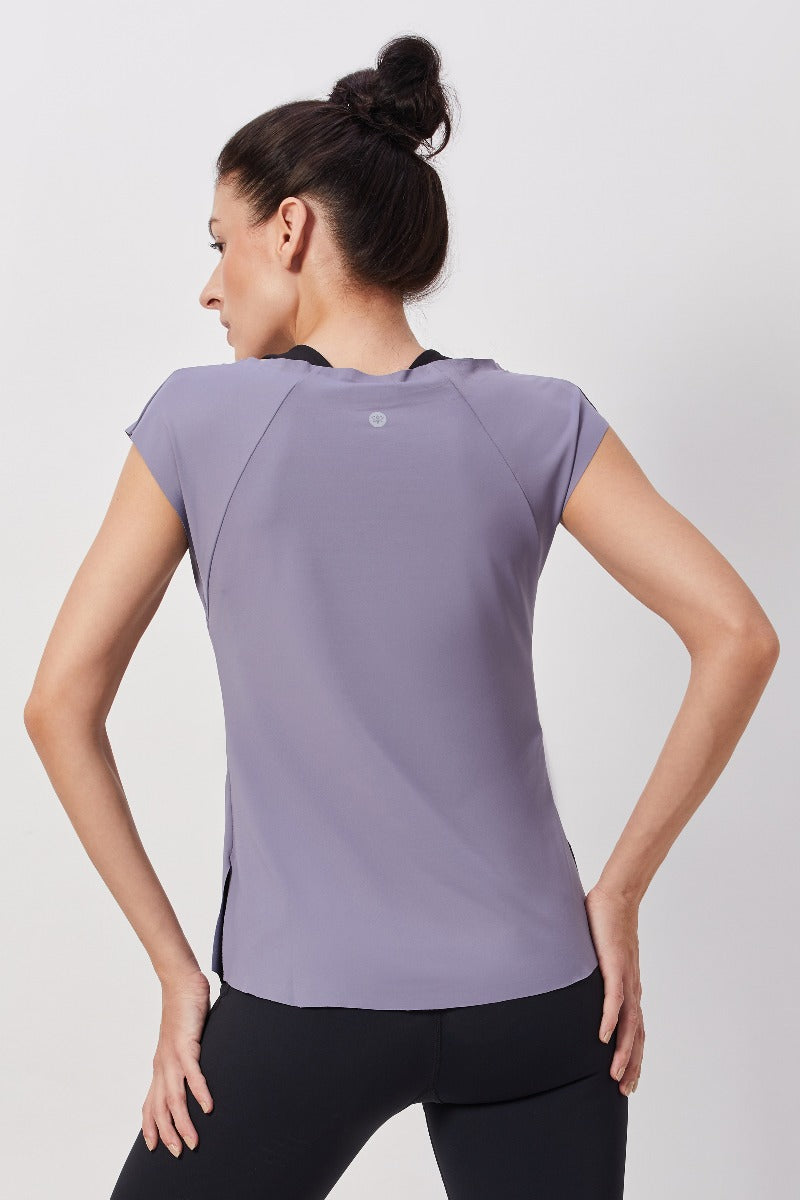 Cap Sleeves Workout Top - Dusky Blue