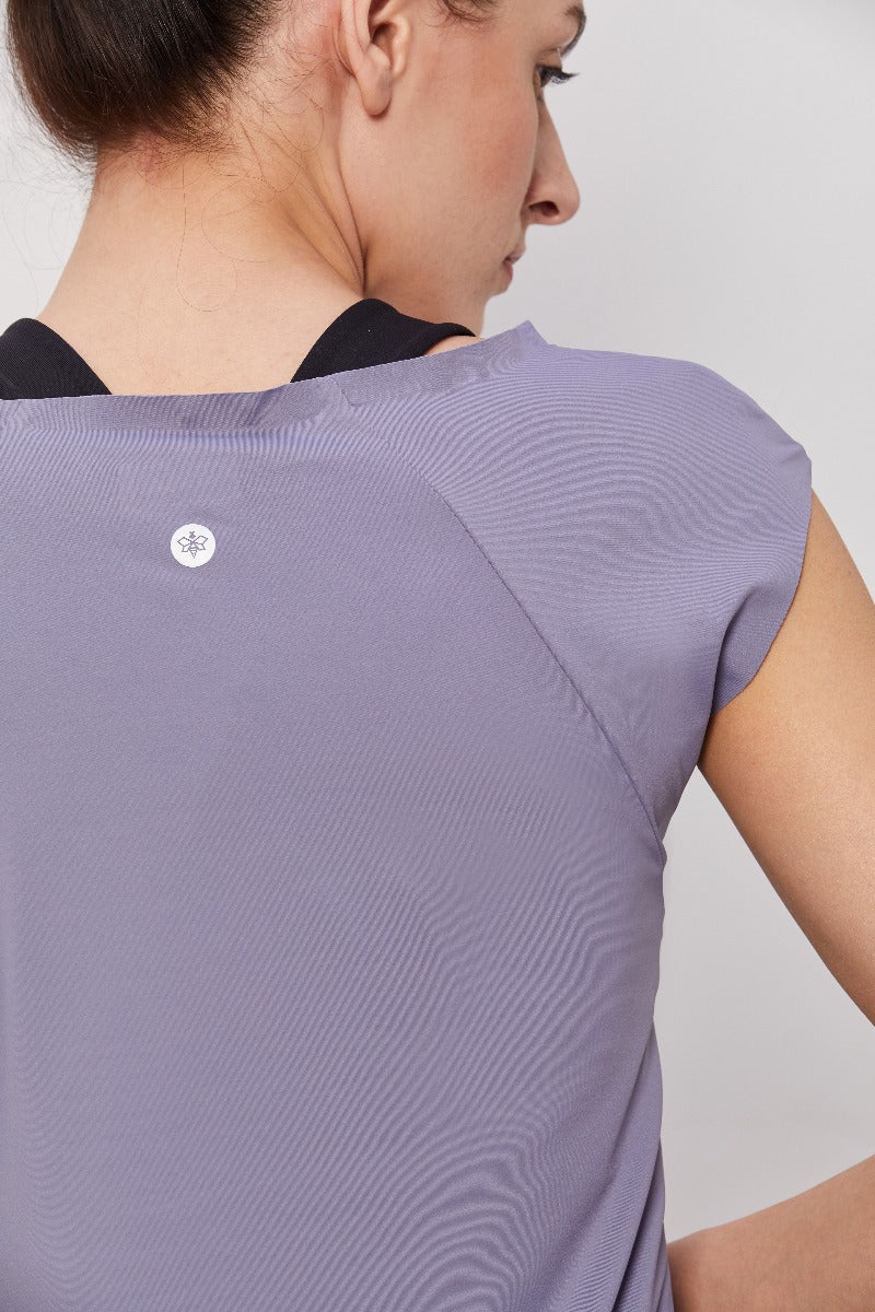 Cap Sleeves Workout Top - Dusky Blue
