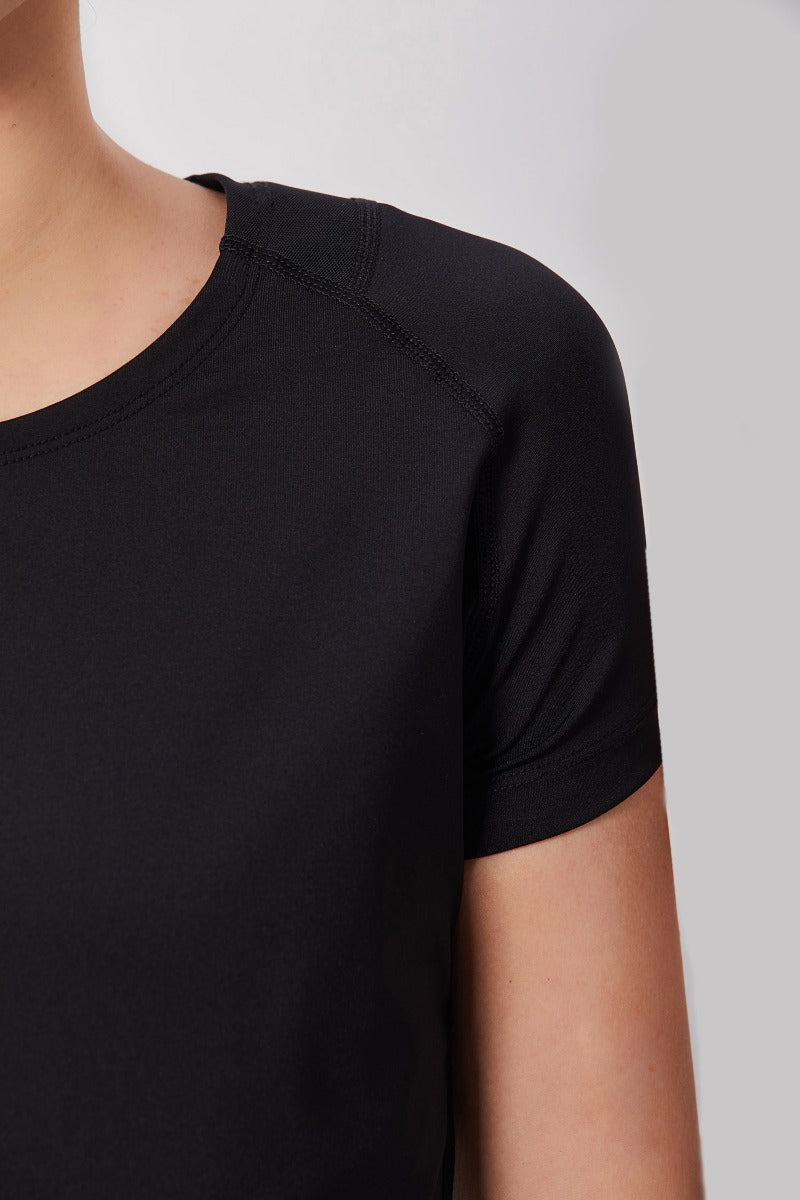 Black Mesh-Back Half Sleeve Tank Top