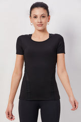 Breathable Mesh Workout Top - Black