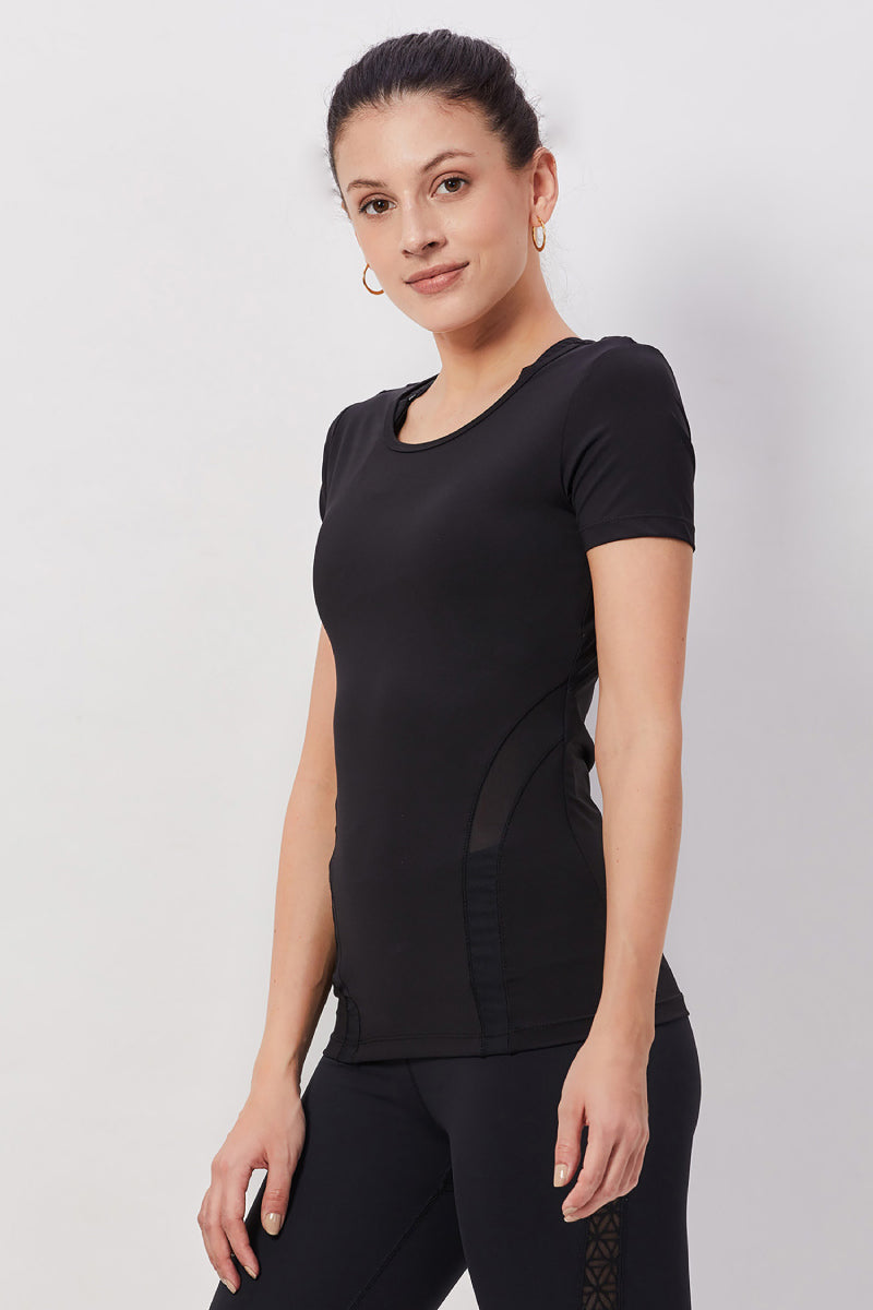Breathable Mesh Workout Top - Black