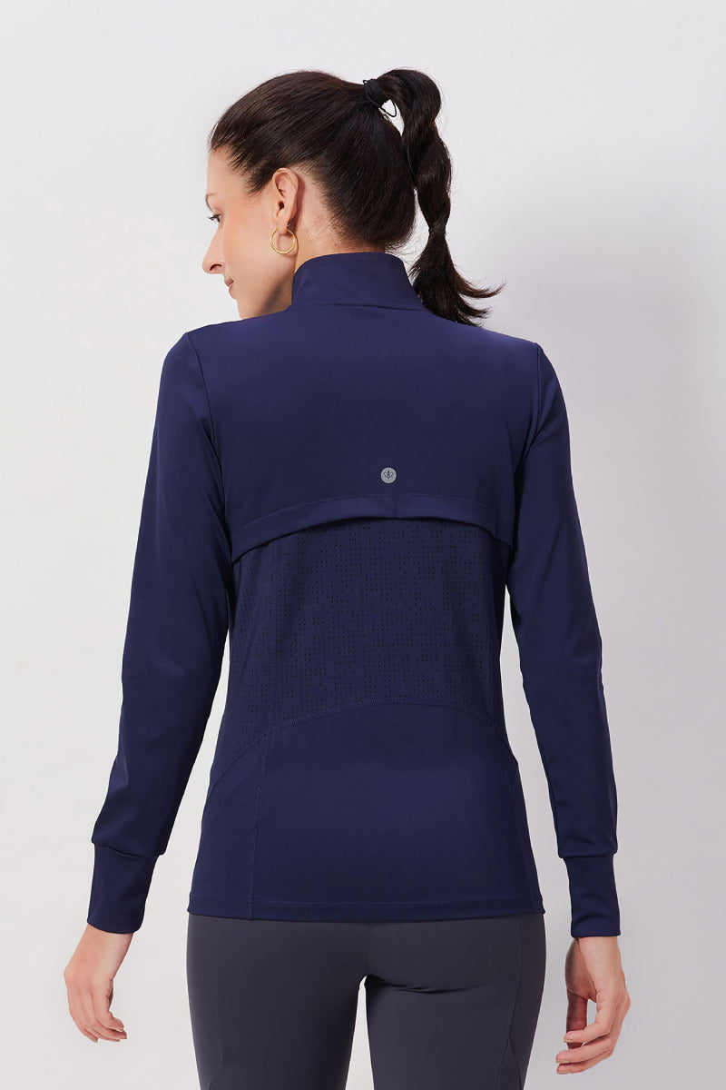 Navy Blue Full Sleeve Jacket with Pockets