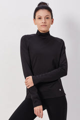 Mock Neck Fullsleeves Top - Black