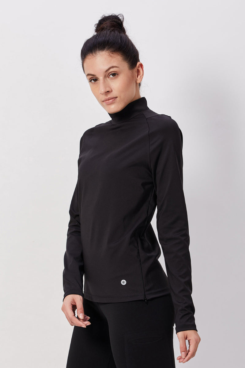 Mock Neck Fullsleeves Top - Black