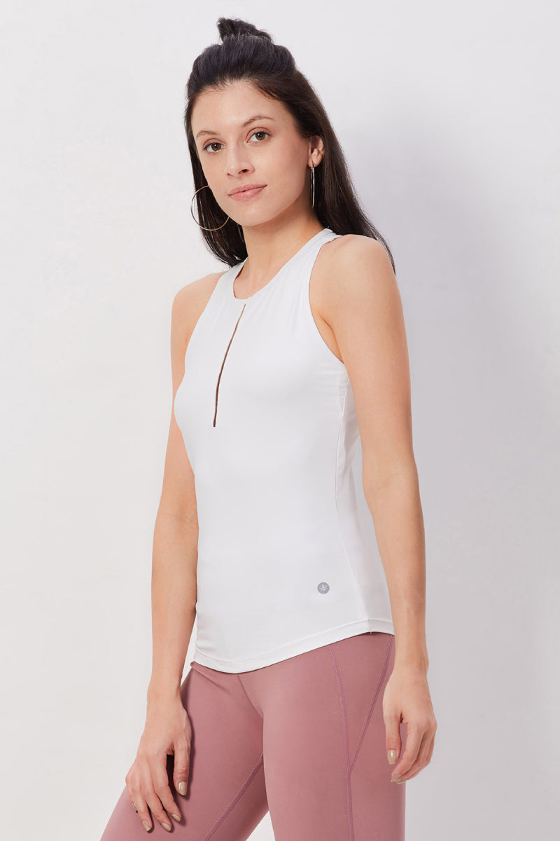 The Selene Sleeveless Tank Top - White