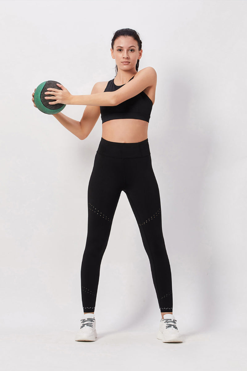 Reflective Full Length Workout Tights - Black