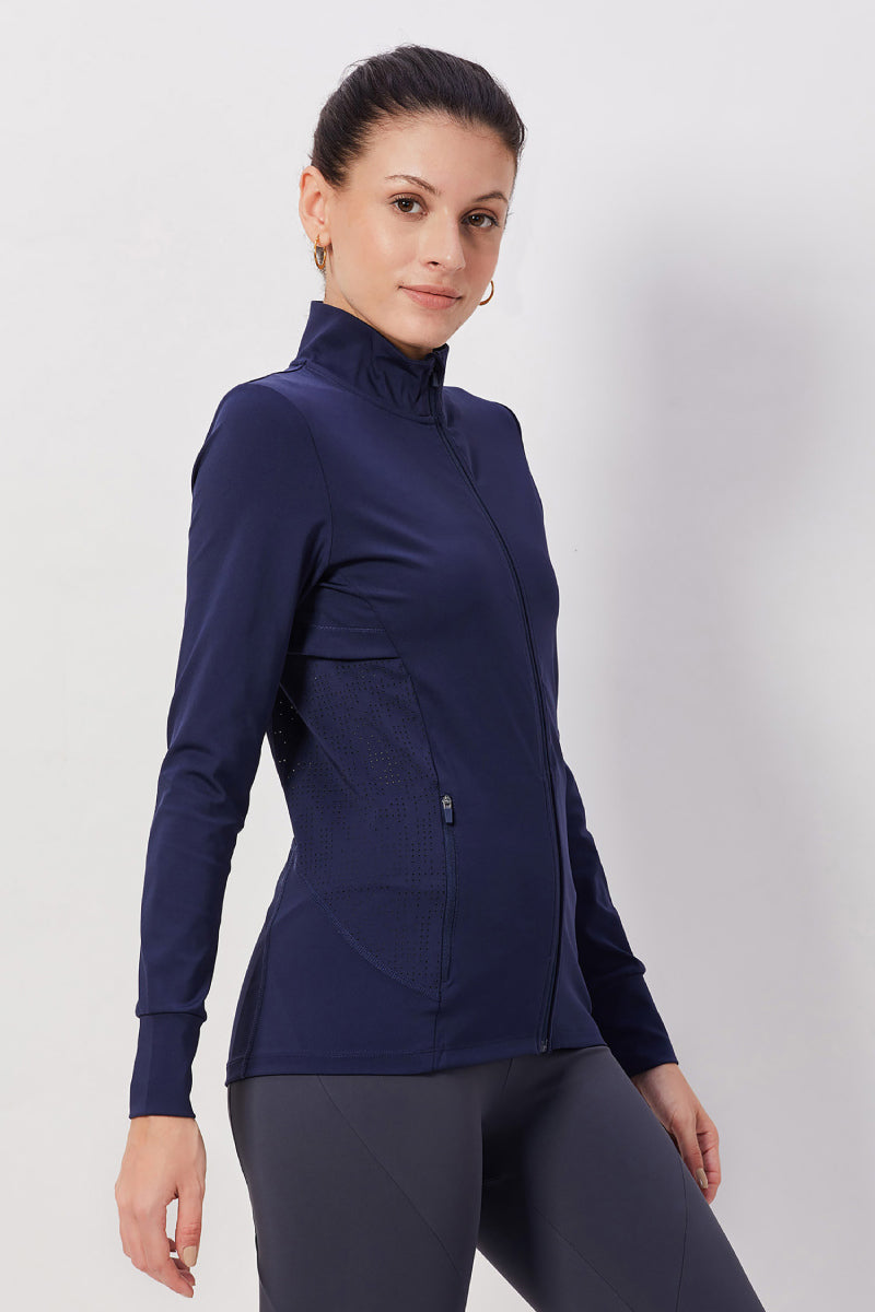 Navy Blue Full Sleeve Jacket with Pockets