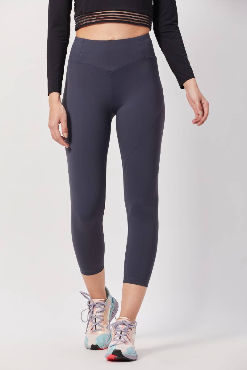Mid-Rise Cropped Workout Tights - Gray
