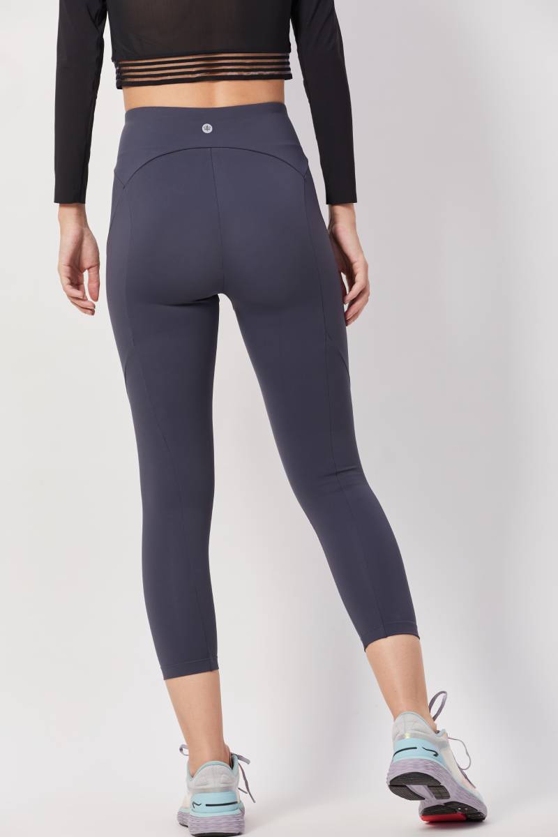 Mid-Rise Cropped Workout Tights - Gray