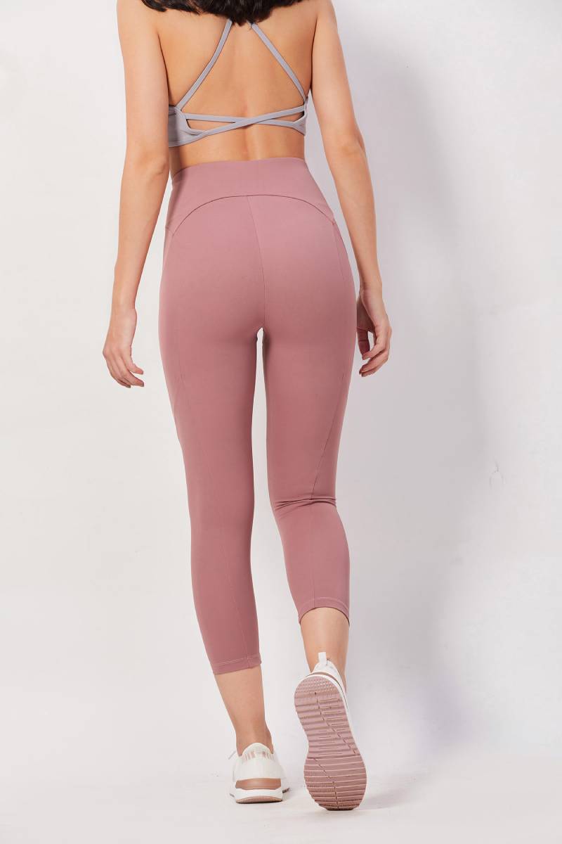 Mid-Rise Cropped Workout Tights - Pink