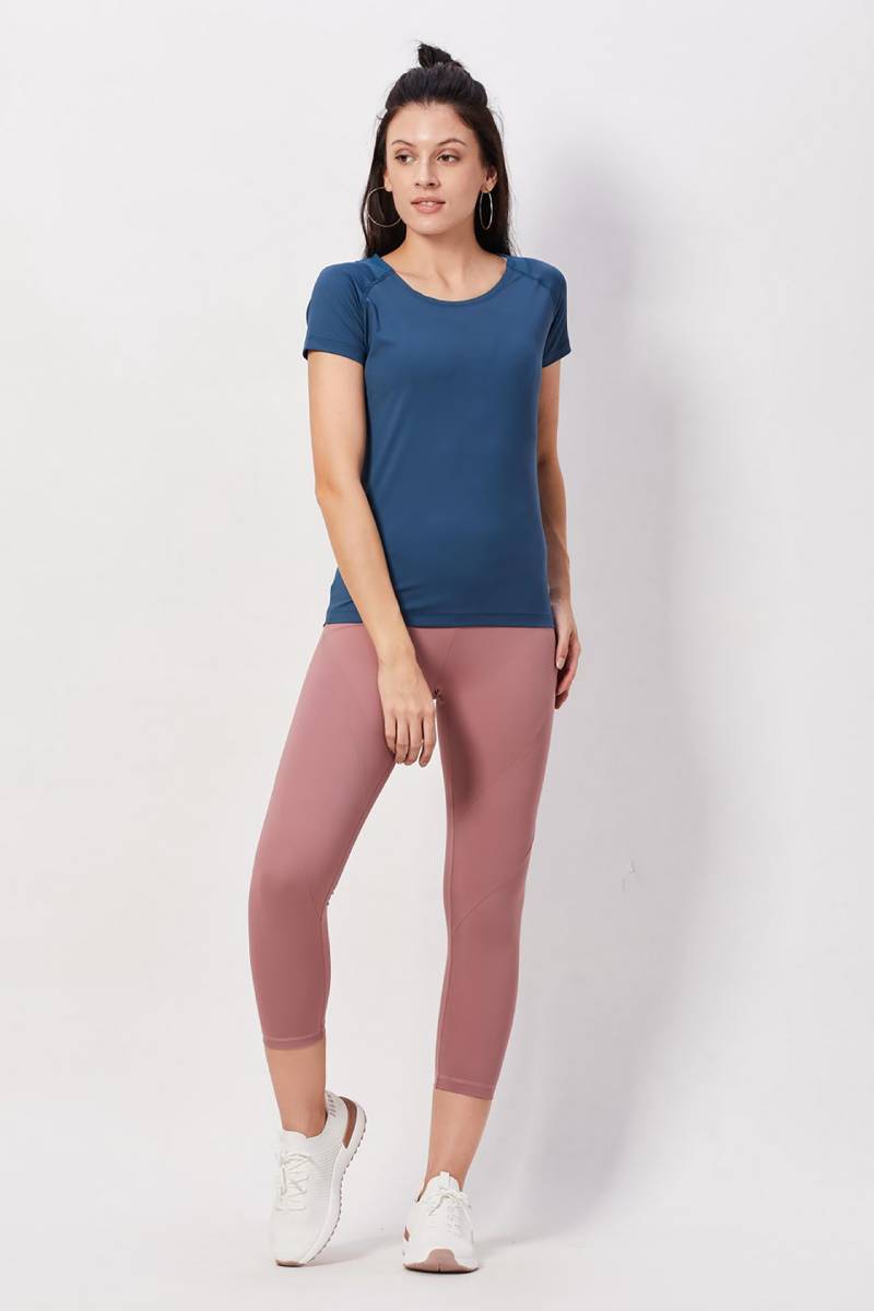 Mid-Rise Cropped Workout Tights - Pink