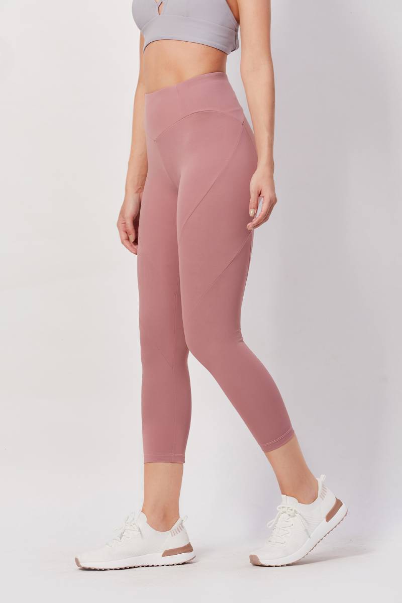 Mid-Rise Cropped Workout Tights - Pink