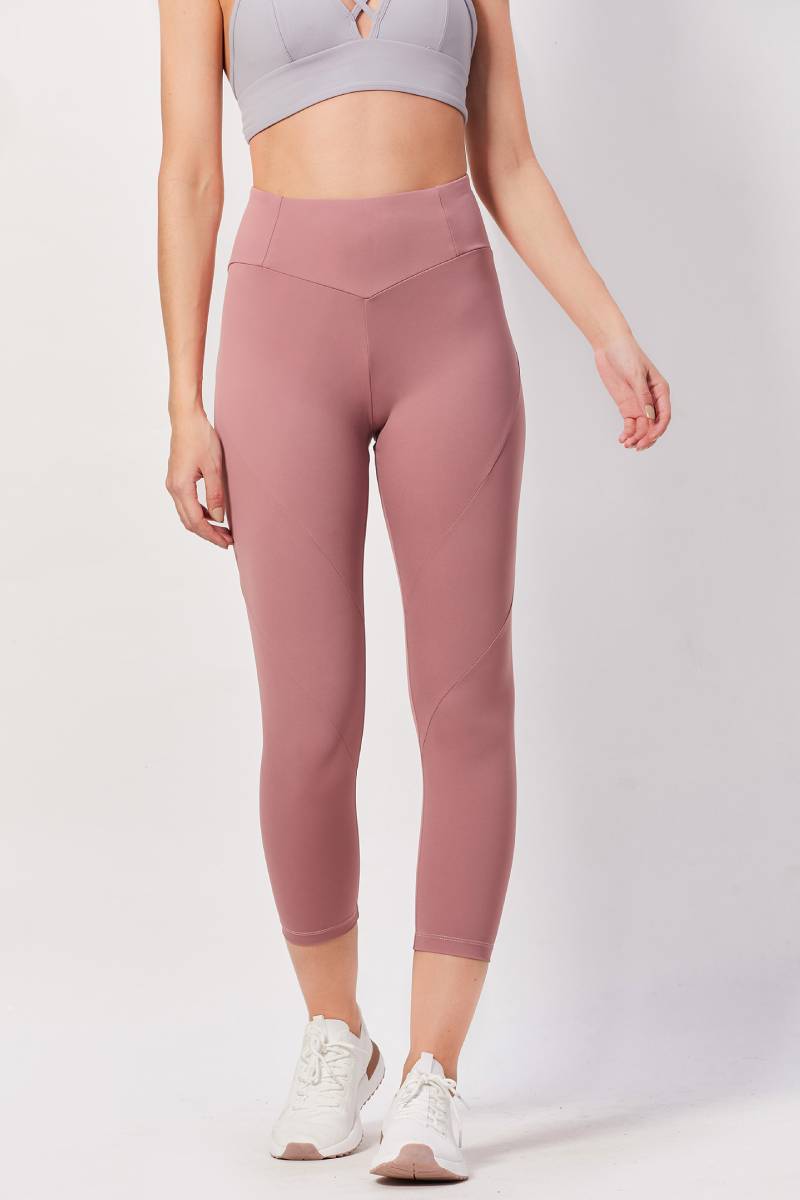 Mid-Rise Cropped Workout Tights - Pink