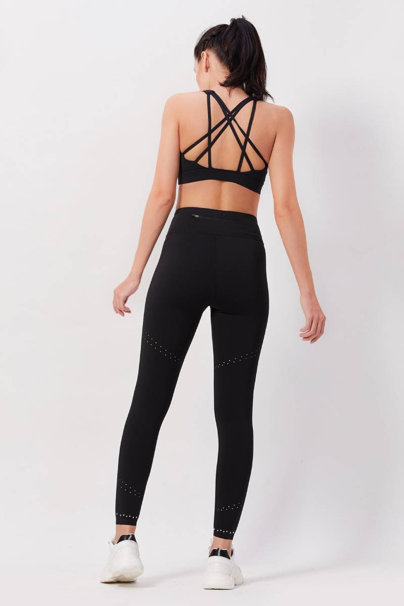 Reflective Full Length Workout Tights - Black