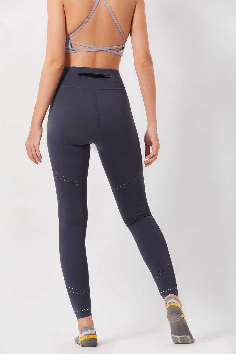 Reflective Full Length Workout Tights - Gray